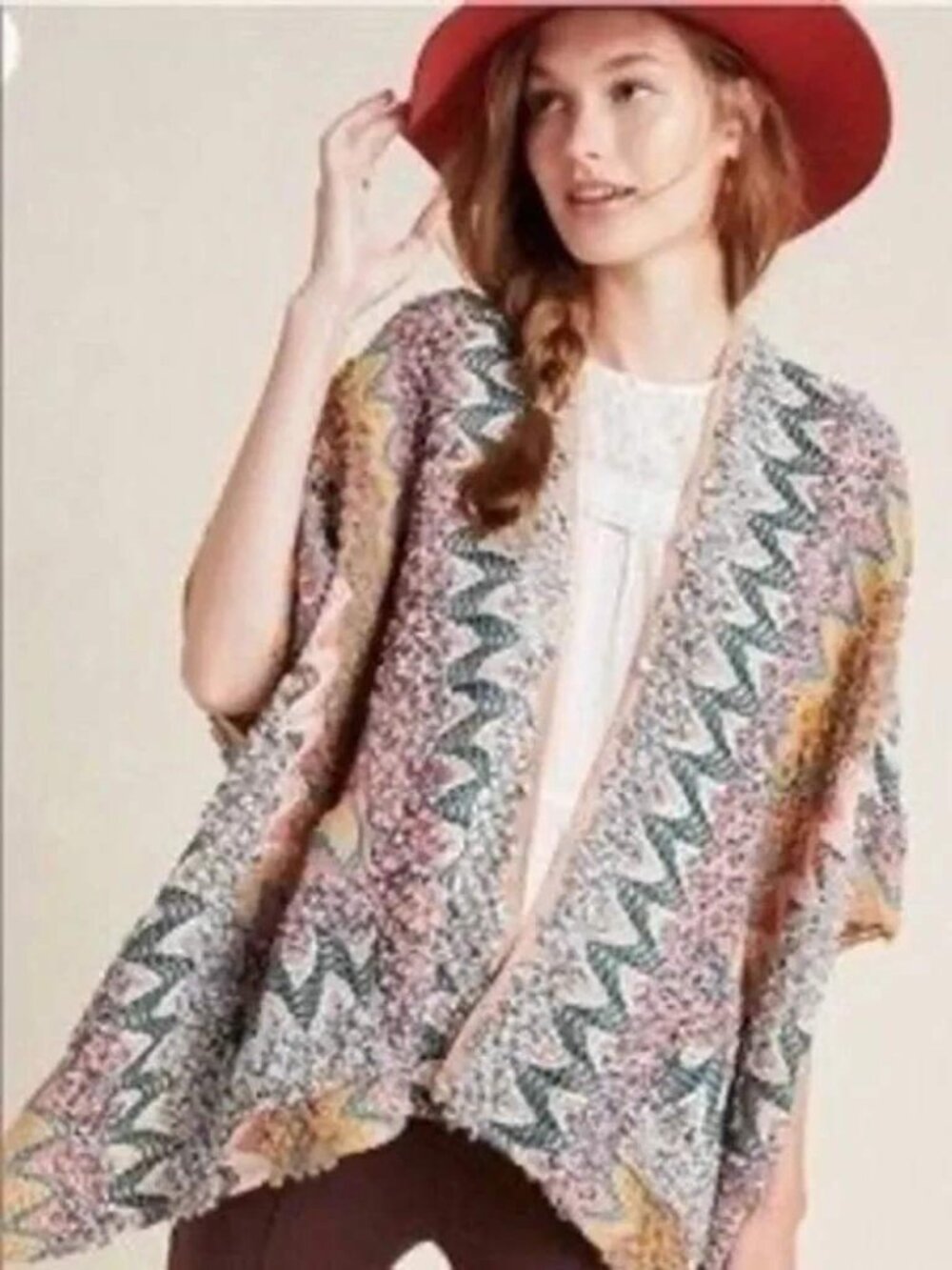 NWT Anthropologie Akemi + Kin Alva Chevron Textured Kimono Cardigan One Size